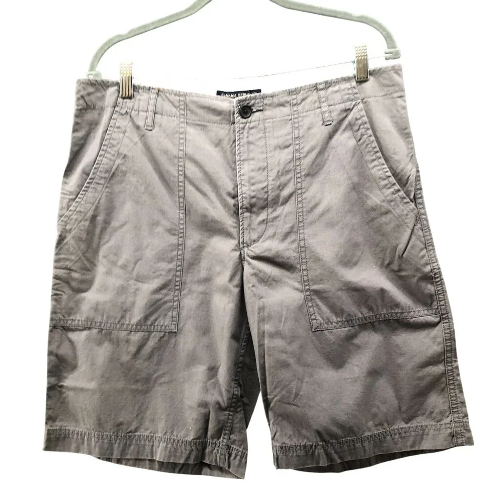 Banana Republic Ripstop Shorts‎ Mens 33 Gray 10.5'' Inseam Cotton Flat Front